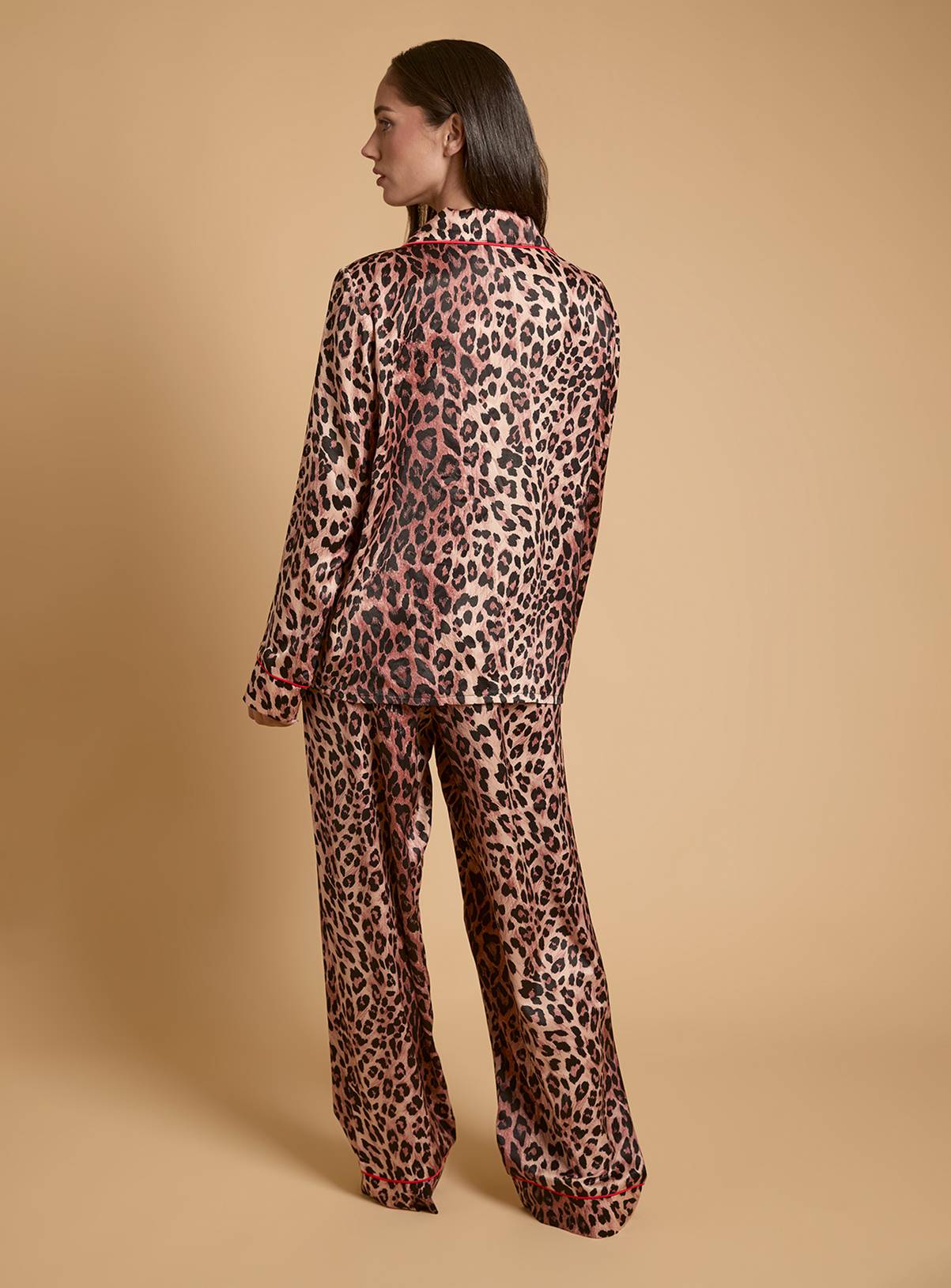 OASIS Leopard Long Sleeve Satin Printed Nightwear Set M - Image 3